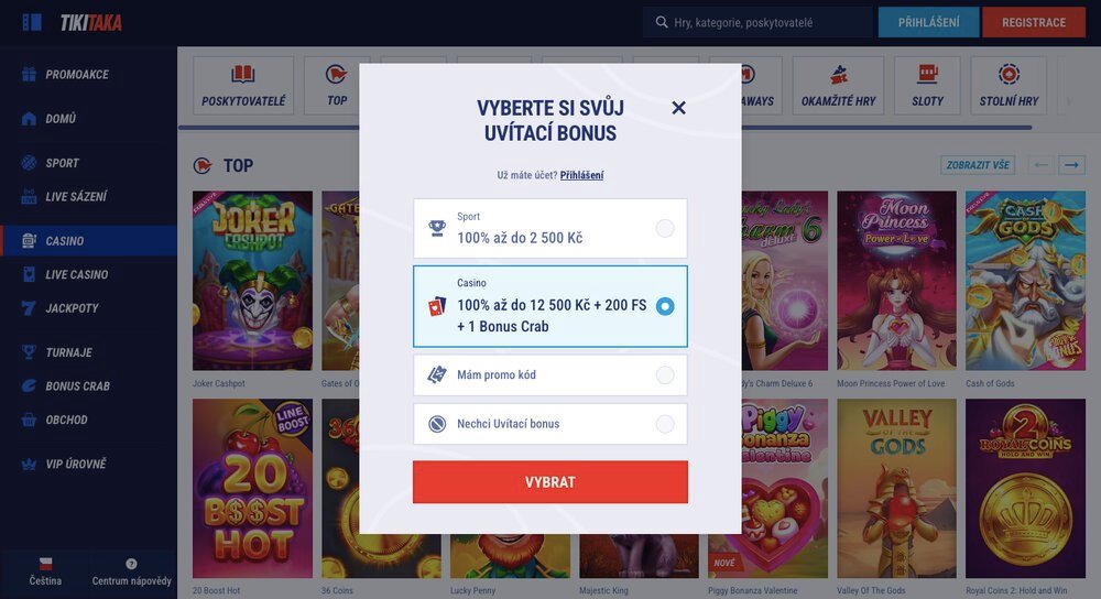 Registrace v casinu a sázkové kanceláři TikiTaka