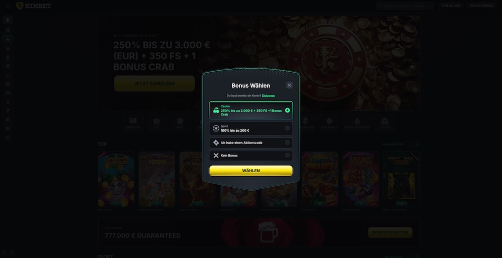KinBet Registrierung