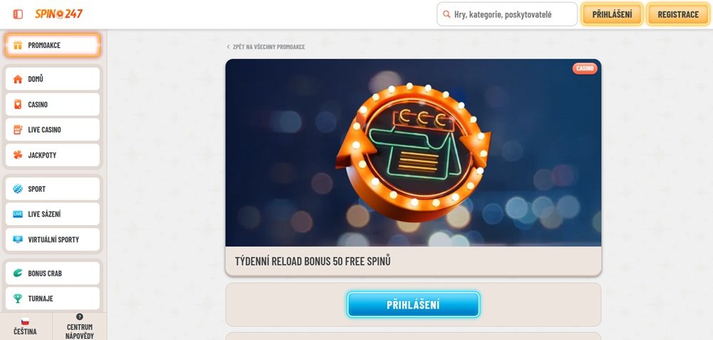 Týdenní reload bonus v casinu Spin247