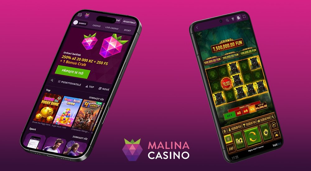 Náhled responzivního rozhraní webu online casina a sázkové kanceláře Malina Casino