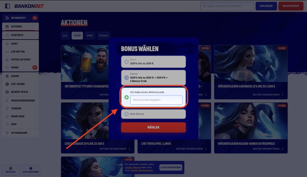 Bankonbet Promo-Code