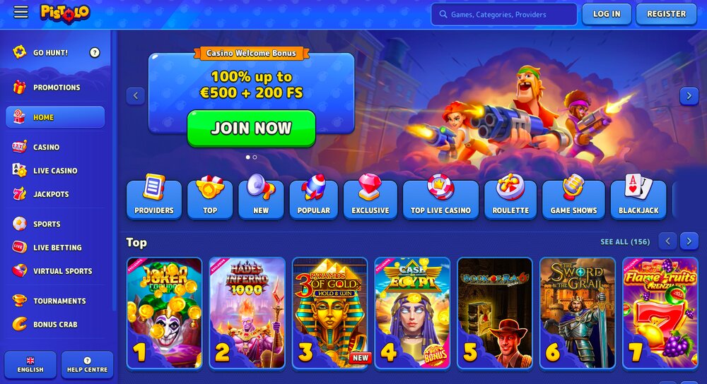 Pistolo Casino Homepage