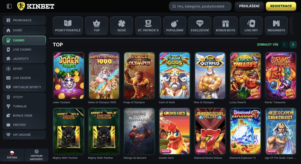 KinBet casino herní knihovna