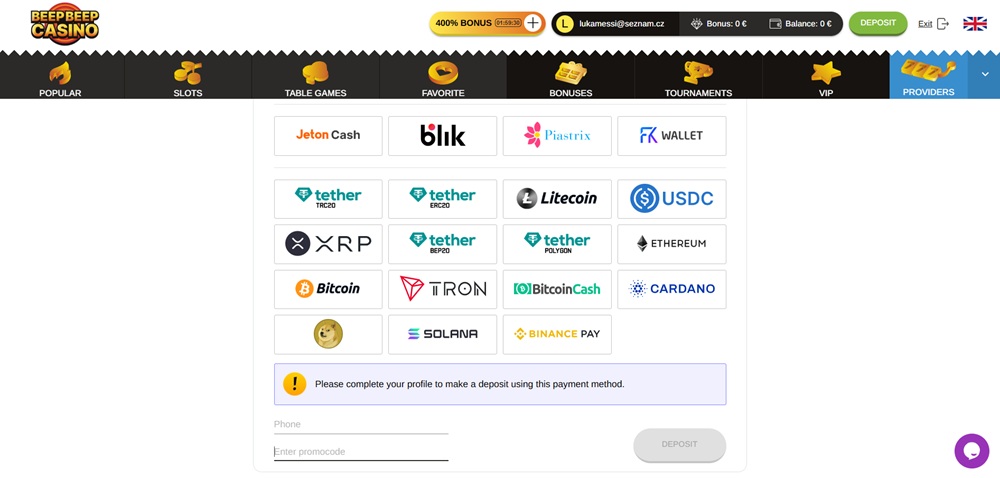 Pole pro zadání promo kódu