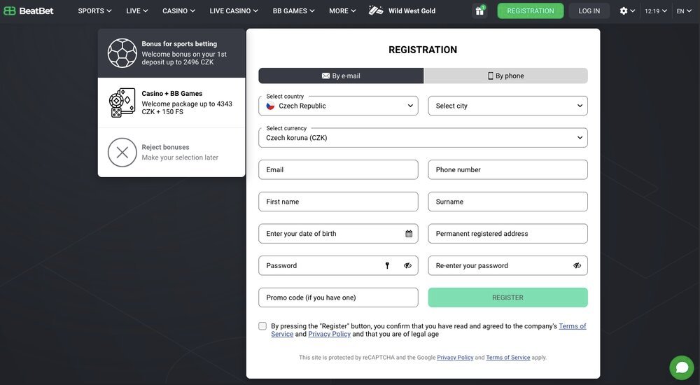 BeatBet registrace