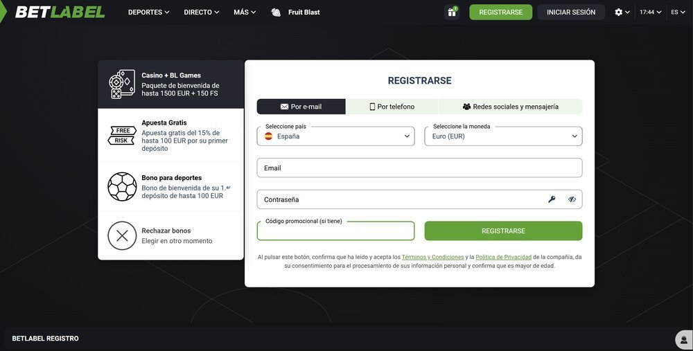BetLabel código promocional