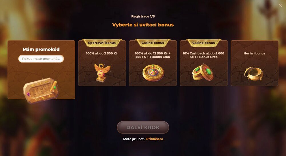 Zadání promo kódu v casinu AmunRa