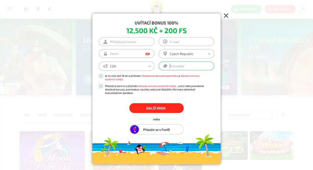 Registrace v casinu BoaBoa