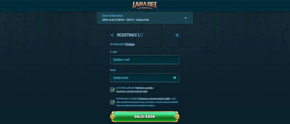 Larabet registrace