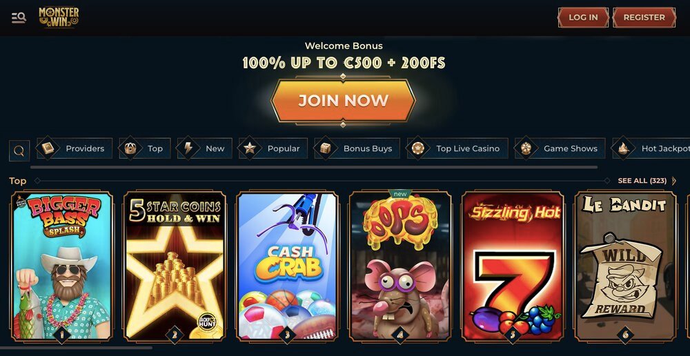 Monster Win website