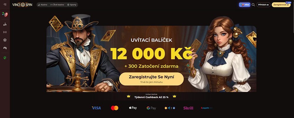 Vinci Spin – vklad a výběr peněz