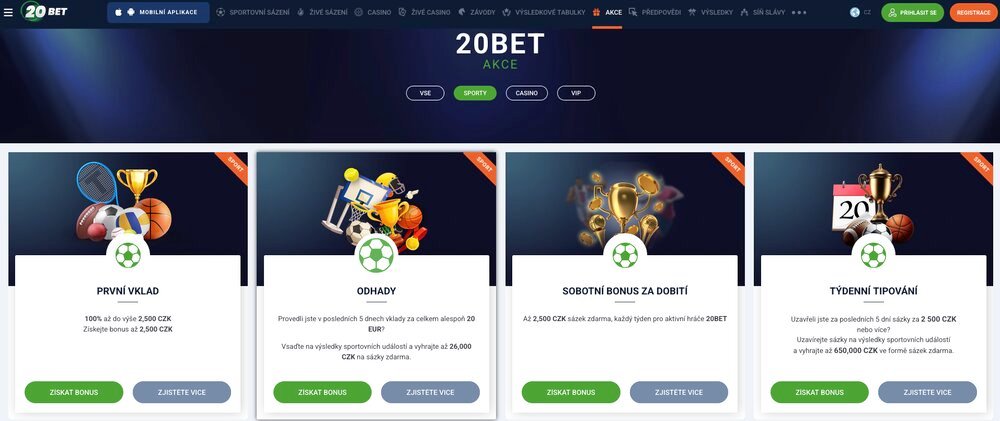 20BET bonusy v sázkové kanceláři