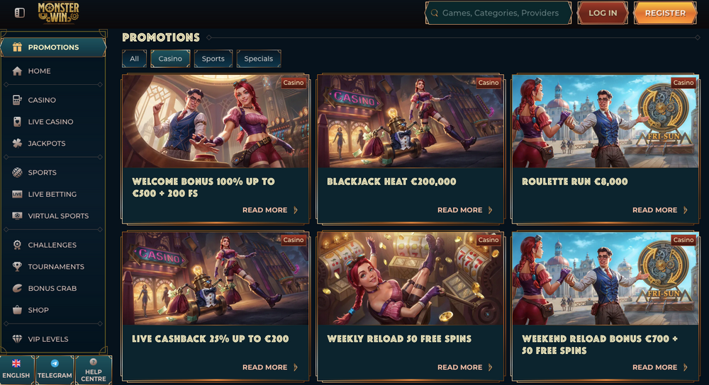Monster Win casino bonuses
