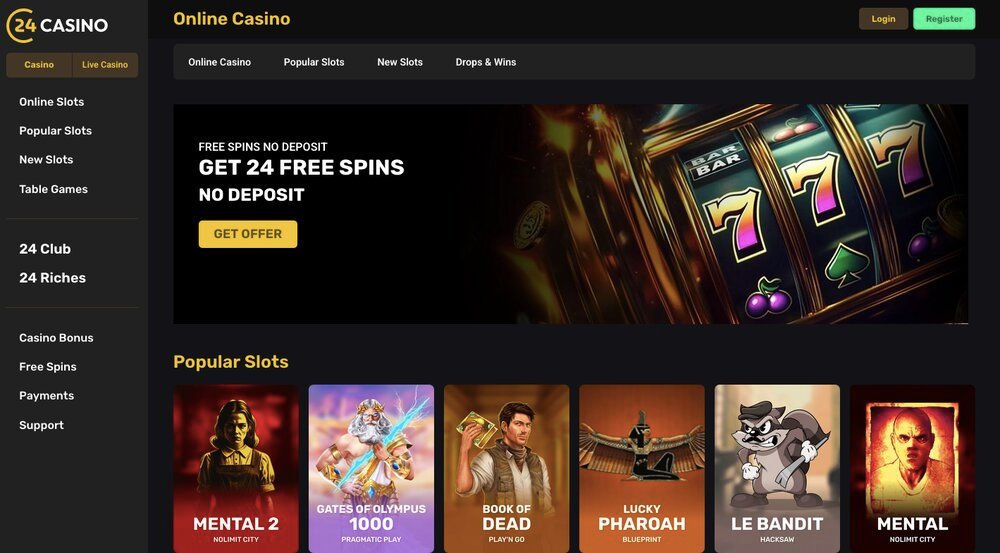 24 Casino homepage