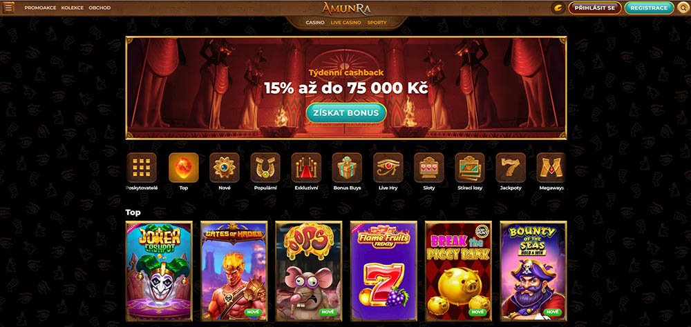 TOP 5 nejoblíbenějších automatů v casinu AmunRa [na jaře 2025] 
