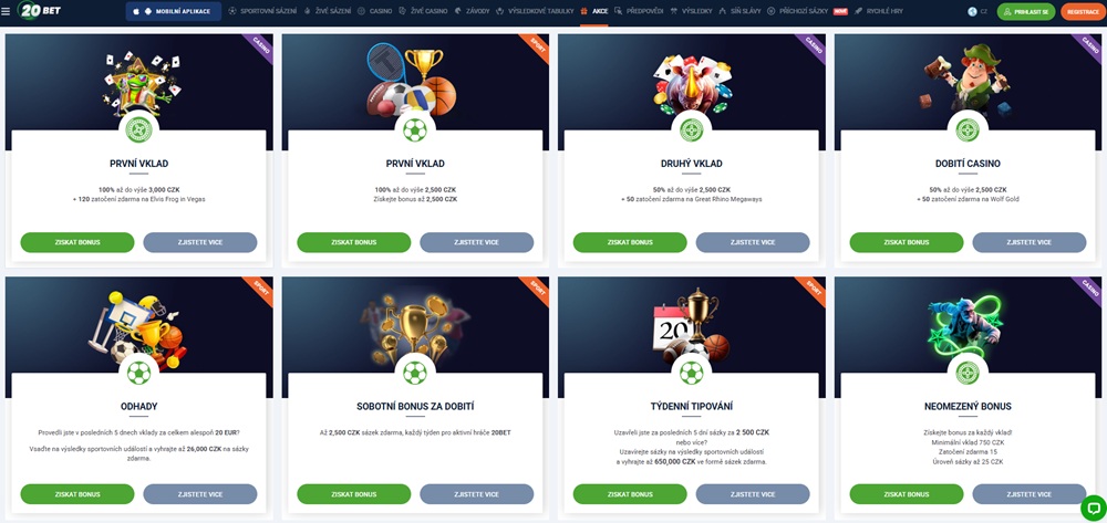 20BET bonusy květen 2025