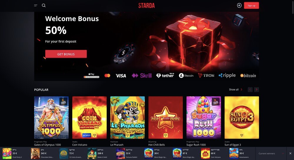 Starda Casino náhled webu