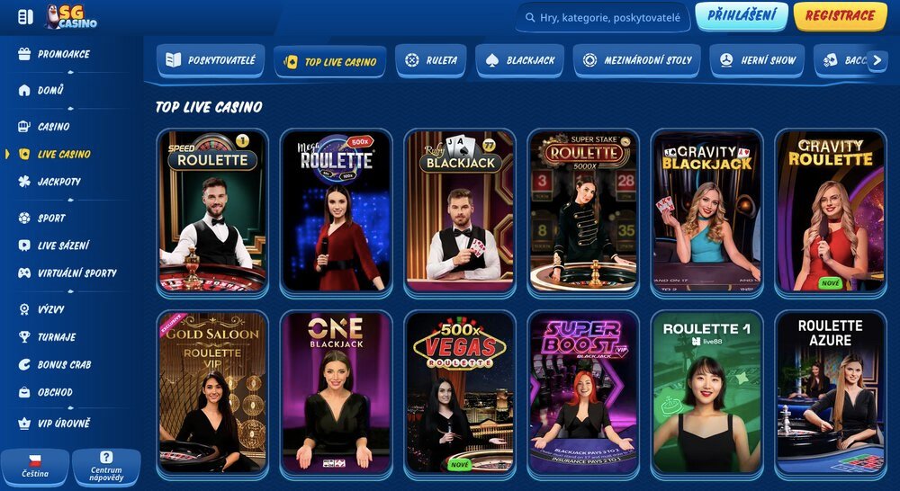 SGcasino top live casino hry