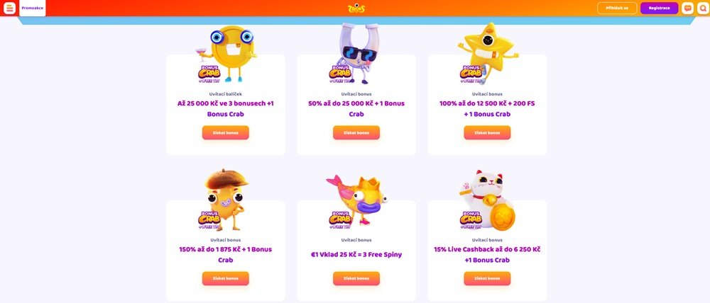Náhled nabídky bonusů a promoakcí v online casinu 7Signs