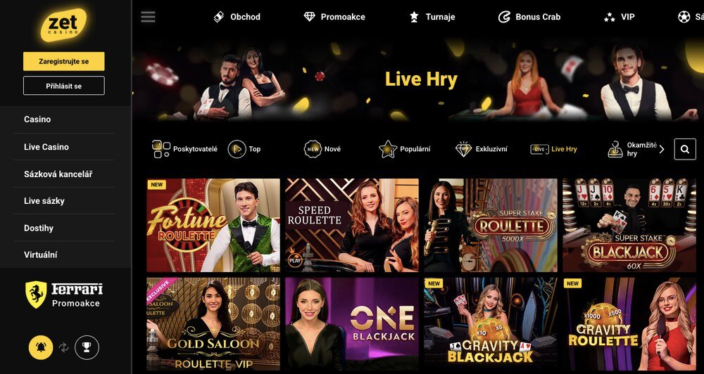ZetCasino live casino hry