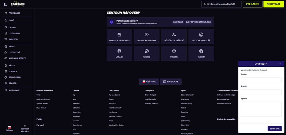Sportuna live chat [naše zkušenosti]