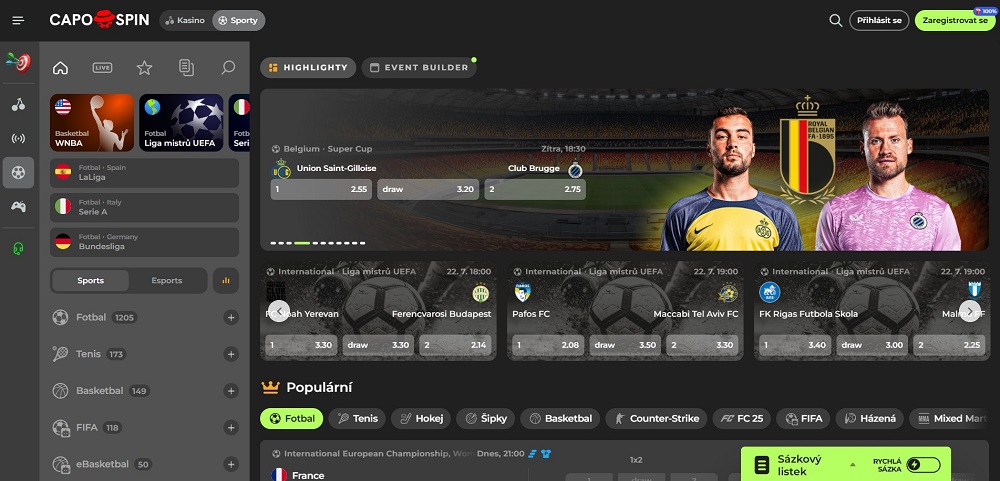 Capospin úvodní stránka