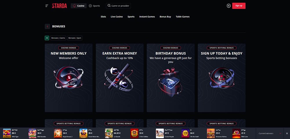 Starda Casino bonusy [Přehled TOP bonusů]