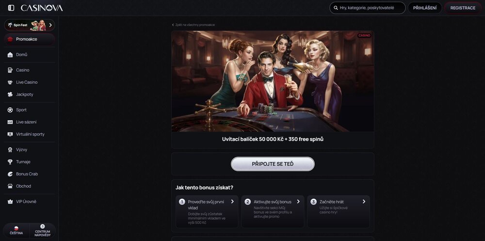 casinova free spiny v uvítacím balíčku