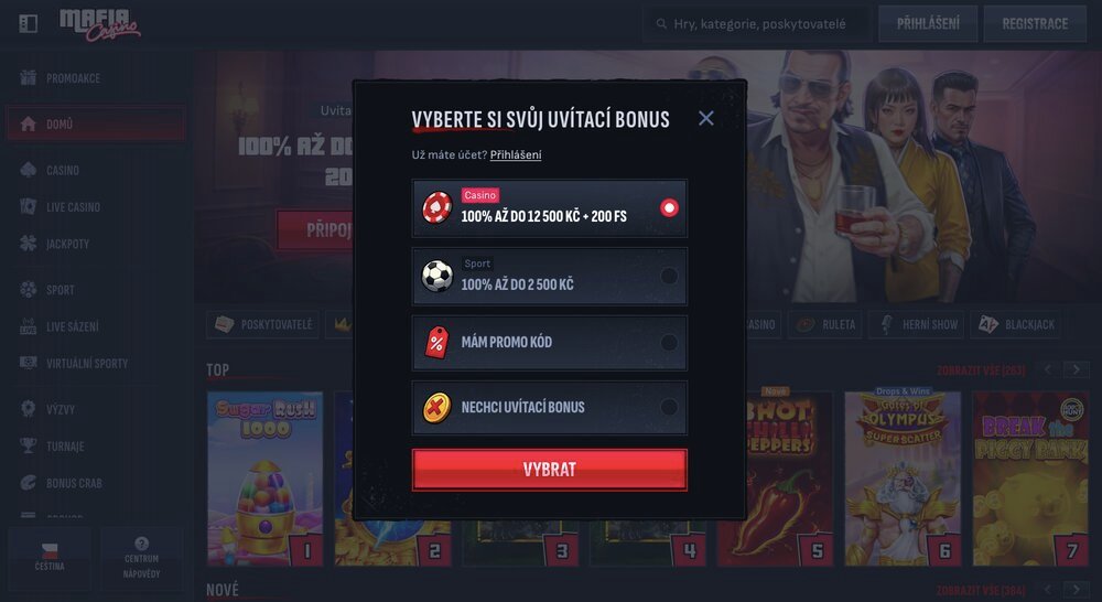 MafiaCasino registrace