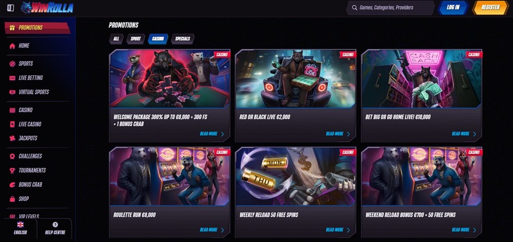 Win Rolla bonuses