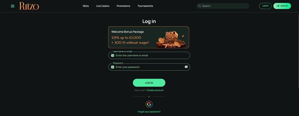 Ritzo login