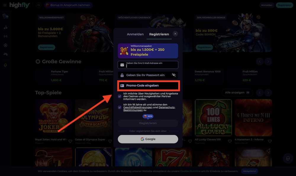HighFlyBet Promo-Code