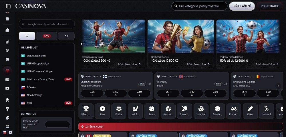 casinova úvodní strana