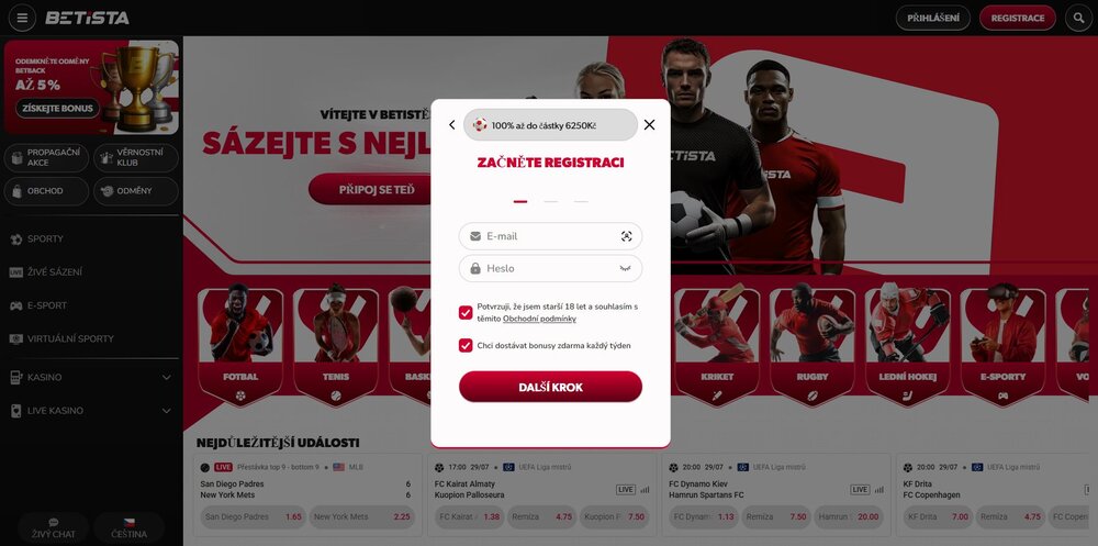 betista registrace náhled