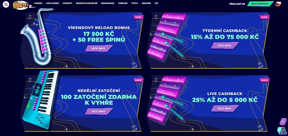 MrPacho cashback systém + bonusy