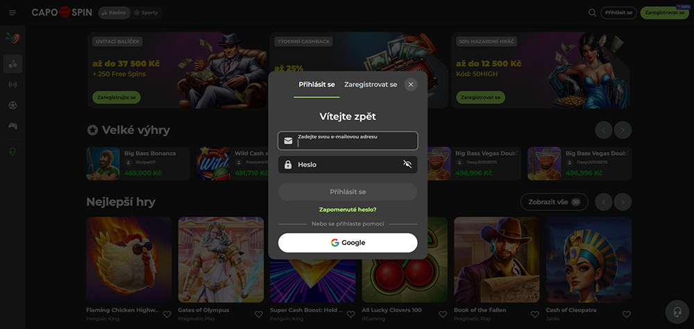 Capospin login [Návod na přihlášení]