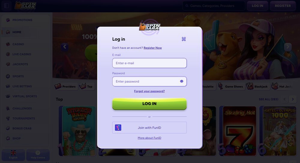Spinbara login