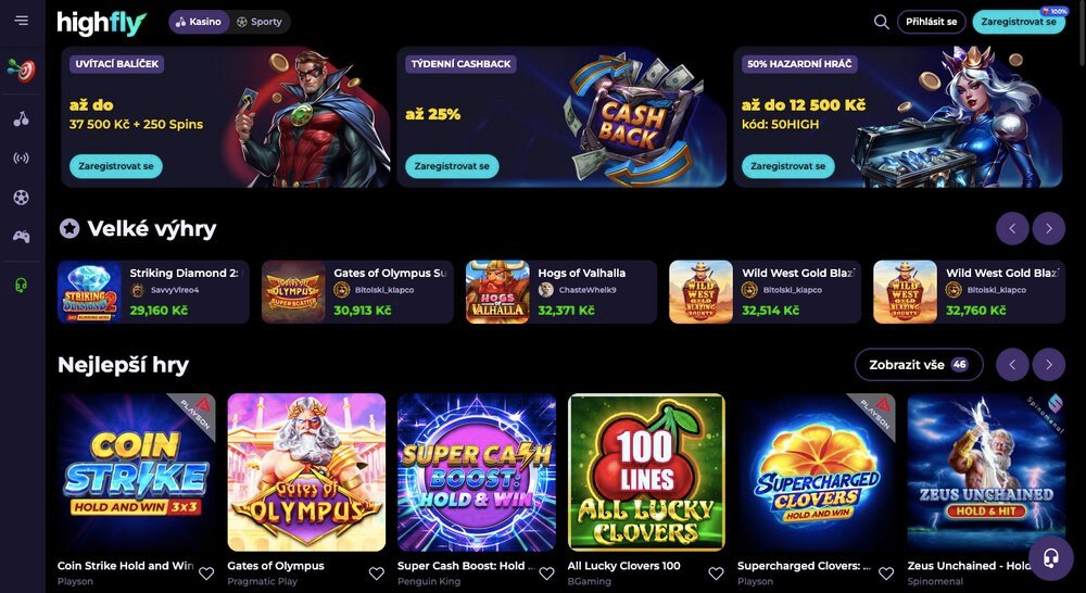 HighFlyBet casino homepage