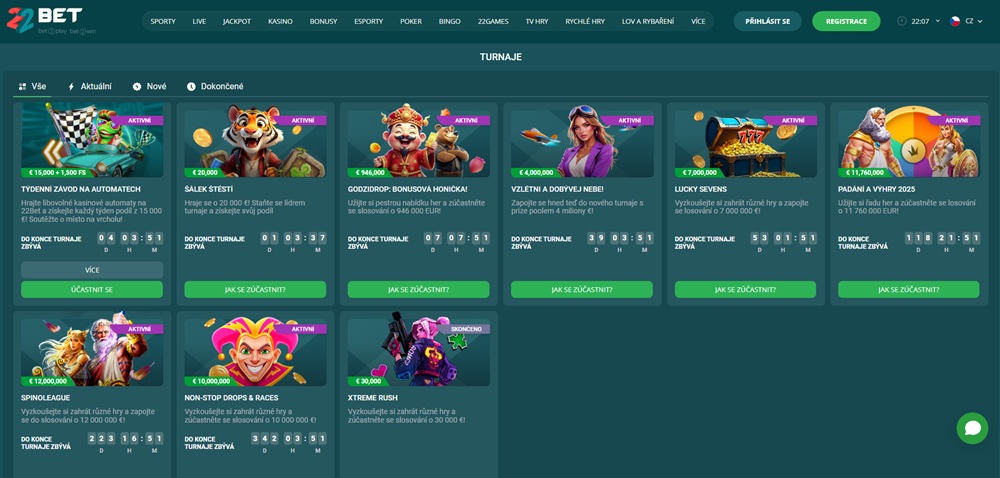22BET letní turnaje