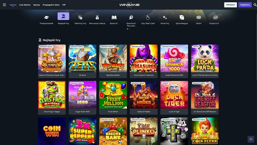 Náhled nejlepších výherních automatů v online casinu Winsane