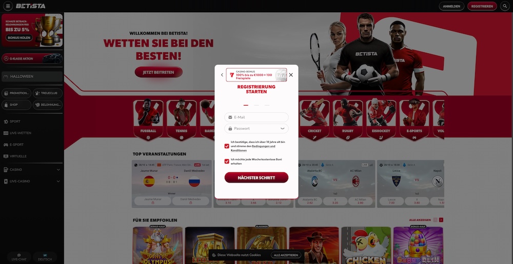 Betista Registrierung