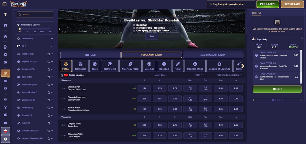  Sázková kancelář DivaSpin