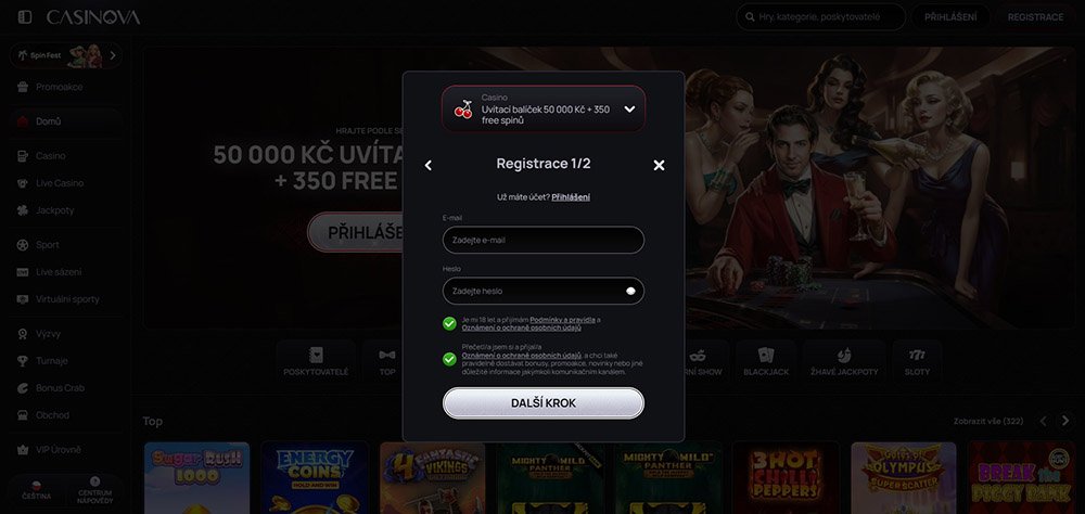 Casinova registrace [Kompletní návod na založení nového účtu]