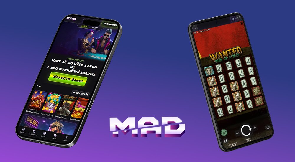 Náhled responzivního designu online casina a sázkové kanceláře MadCasino na mobilu