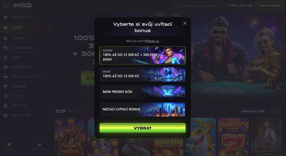 MadCasino registrace