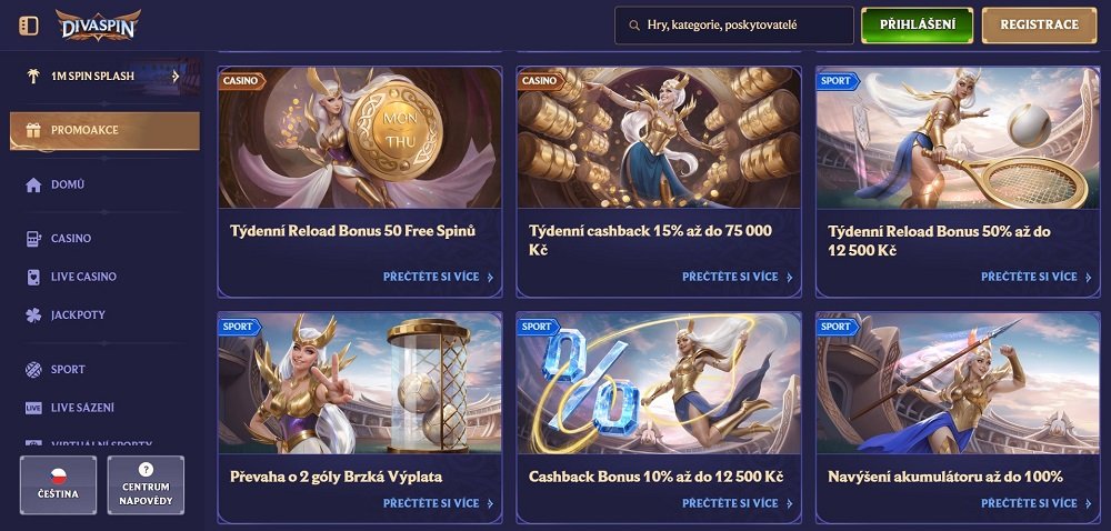 DivaSpin reload bonusy náhled