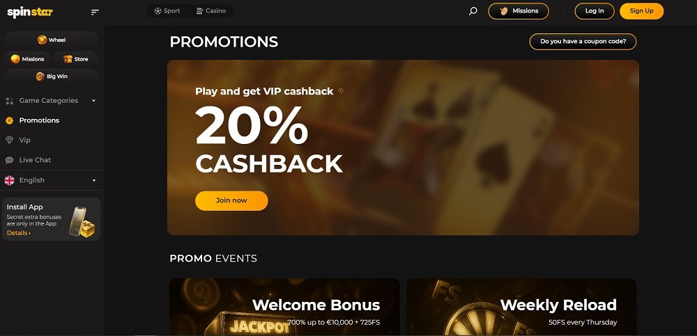 Spinstar.bet bonuses