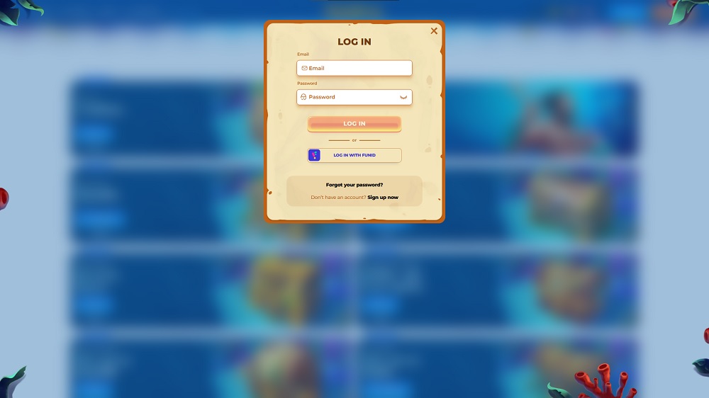 Preview of the login form at the Posido online casino
