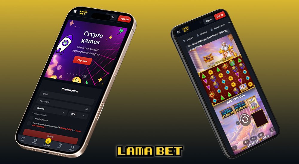 Preview of the responsive UI of the Lamabet website
