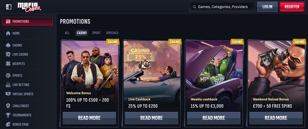 MafiaCasino free spins